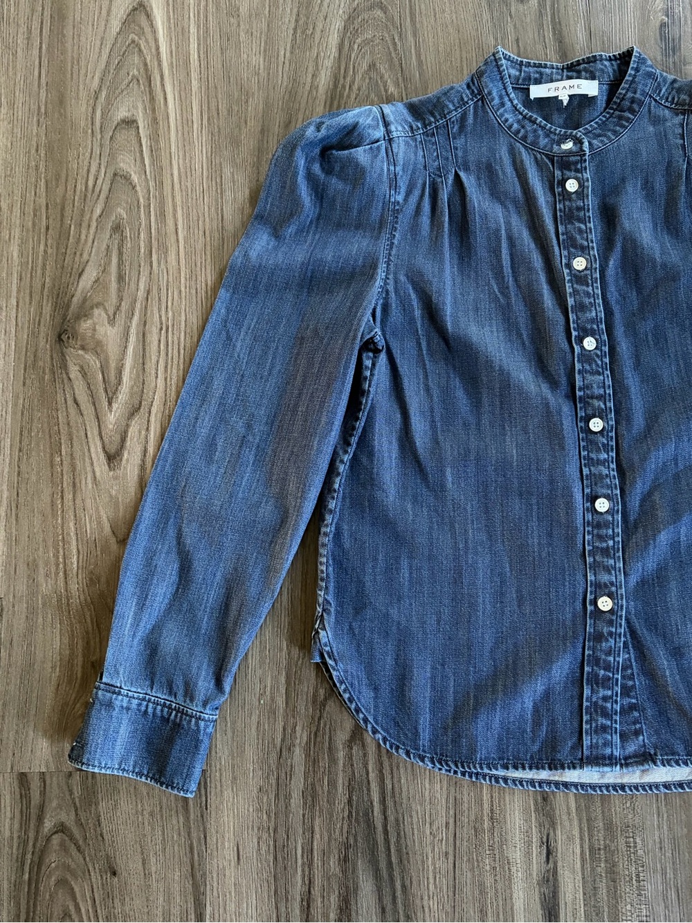 Frame Charlie Pull-Sleeve Denim Top